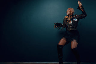Liv Warfield wearing a call and response jacket