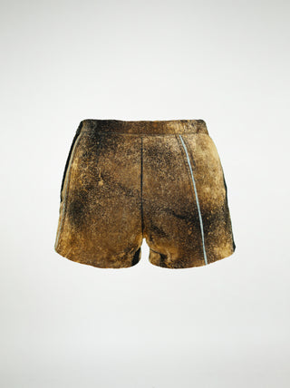 The Courtney Short in Distressed Black Flocked Denim