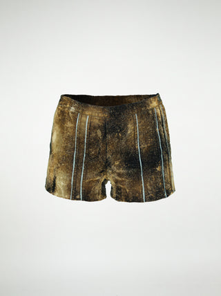 The Courtney Short in Distressed Black Flocked Denim