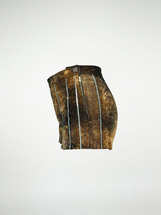 The Courtney Short in Distressed Black Flocked Denim