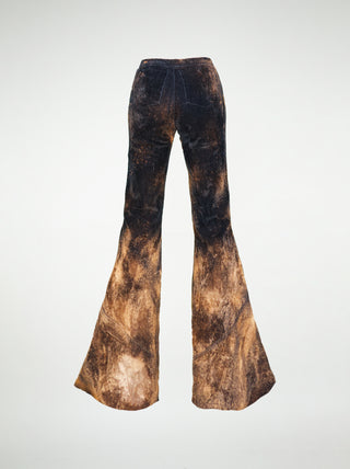 The Chaka Wide-leg in Distressed Black Flocked Denim