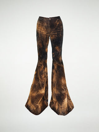 The Chaka Wide-leg in Distressed Black Flocked Denim