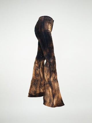 The Chaka Wide-leg in Distressed Black Flocked Denim