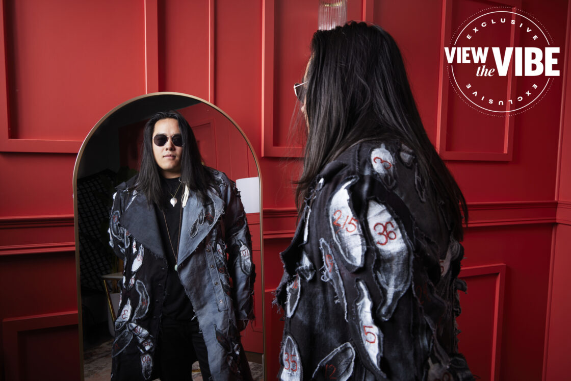 Aysanabee wearing the X Travis Shilling X Aysanabee X Call and response Juno's collab jacket