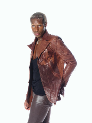 La chaqueta Jimi de cuero marrón