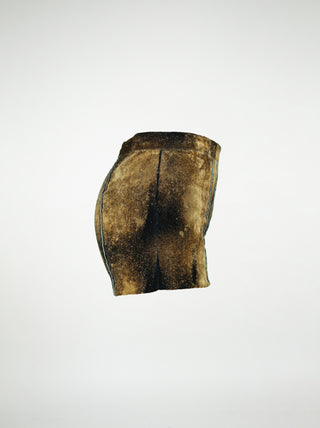 The Courtney Short in Distressed Black Flocked Denim