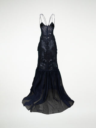 The Souxsie: Leather & Mesh Gown