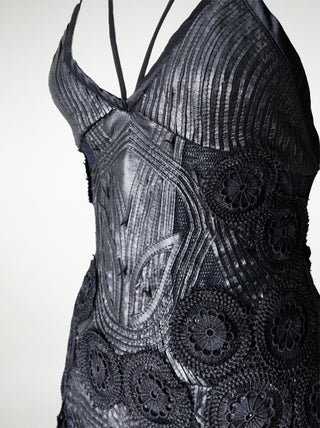 The Souxsie: Leather & Mesh Gown