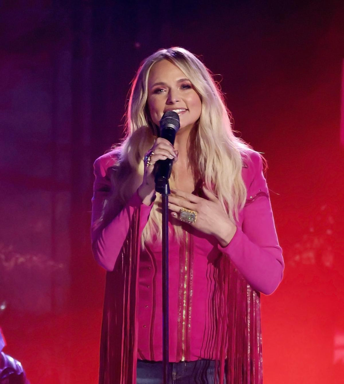 Miranda Lambert wearing a Call and Response jacket at the ACM Awards.