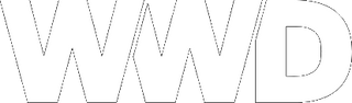 Black 'WWD' logo in white