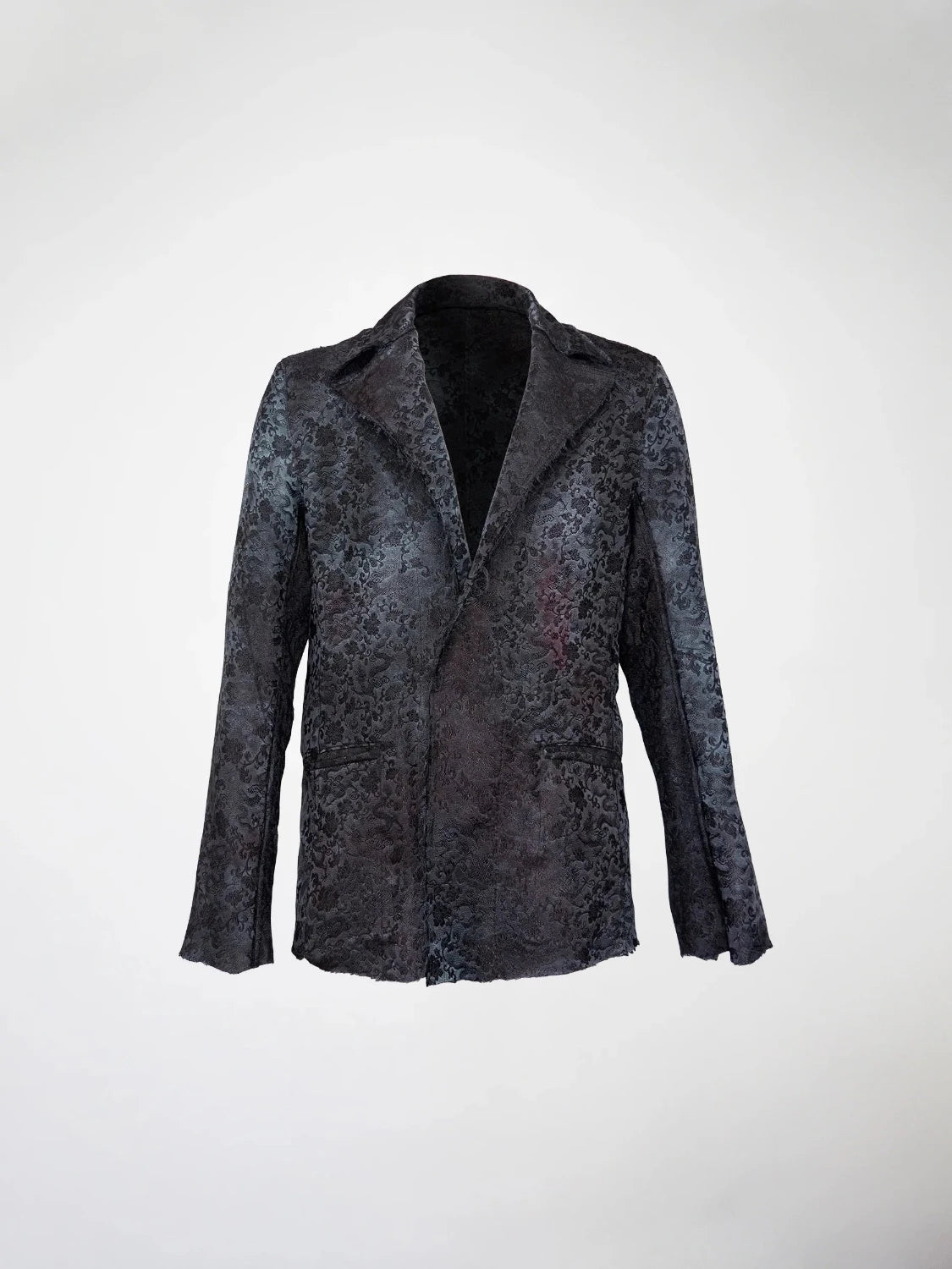 hand-dyed silk brocade blazer.